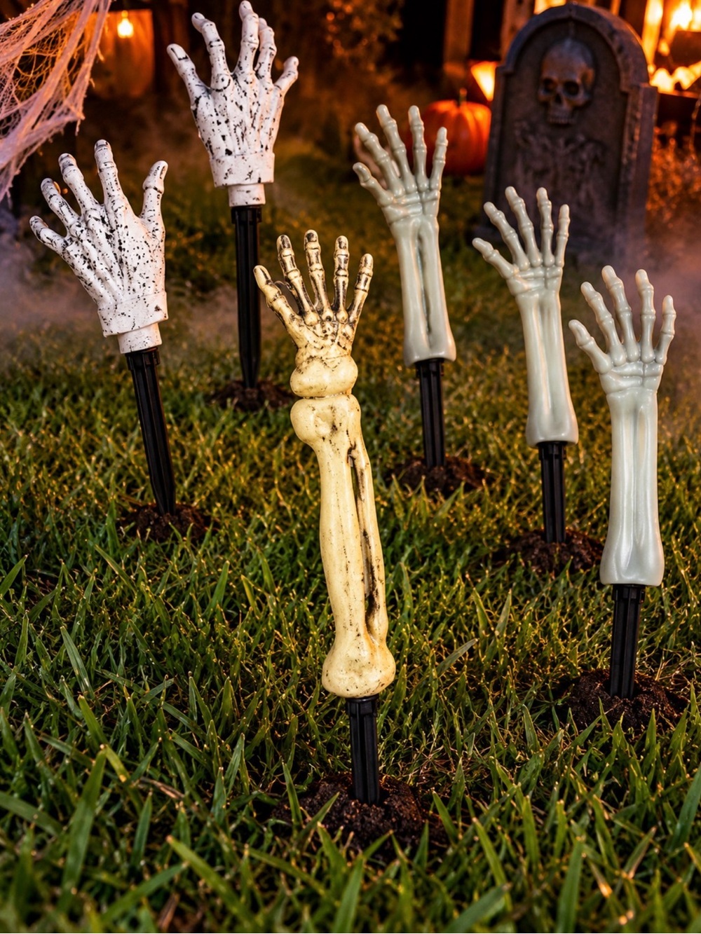 Halloween Skeleton Hand Yard Stakes Spooky Outdoor Decorations